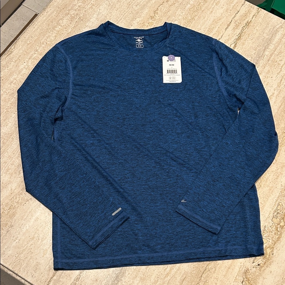 NEW 🆕 Athletic Works Men's Dri-More Blue Long Sleeve Shirt size M